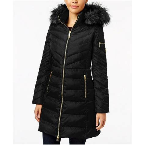 michael kors faux fur trim down puffer coat